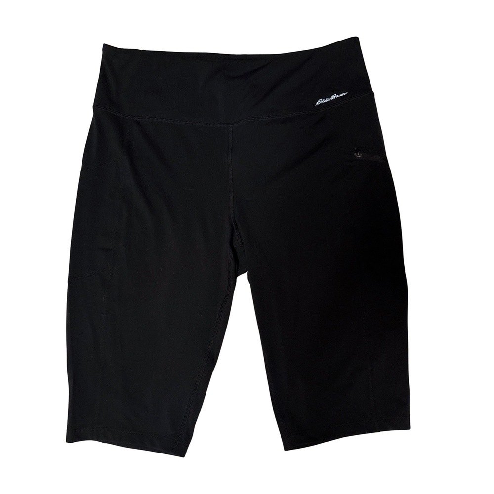 Eddie Bauer Black Womens‎ XL Biker Shorts Athletic Zipper Pocket Performance
